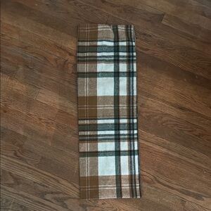 Hoot + Co Cozy Plaid Infinity Scarf in Brown and Green and Cream and Navy